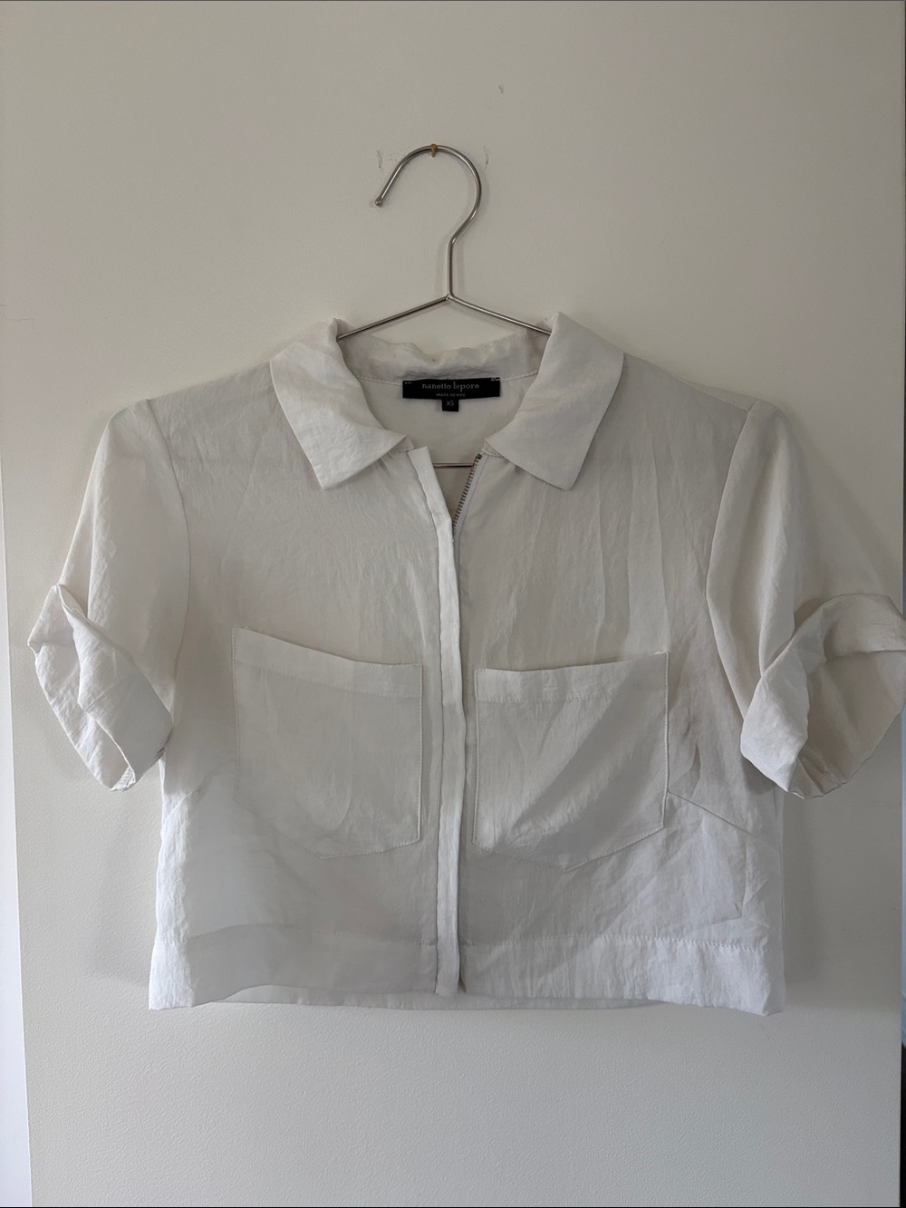 Nanette Lepore White Cropped Button-Front Shirt